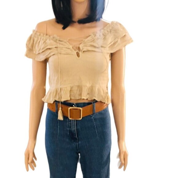 Express Womens Off the Shoulder Peplum Blouse‎ XS Prairie Rustic Boho Chic - Picture 2 of 6